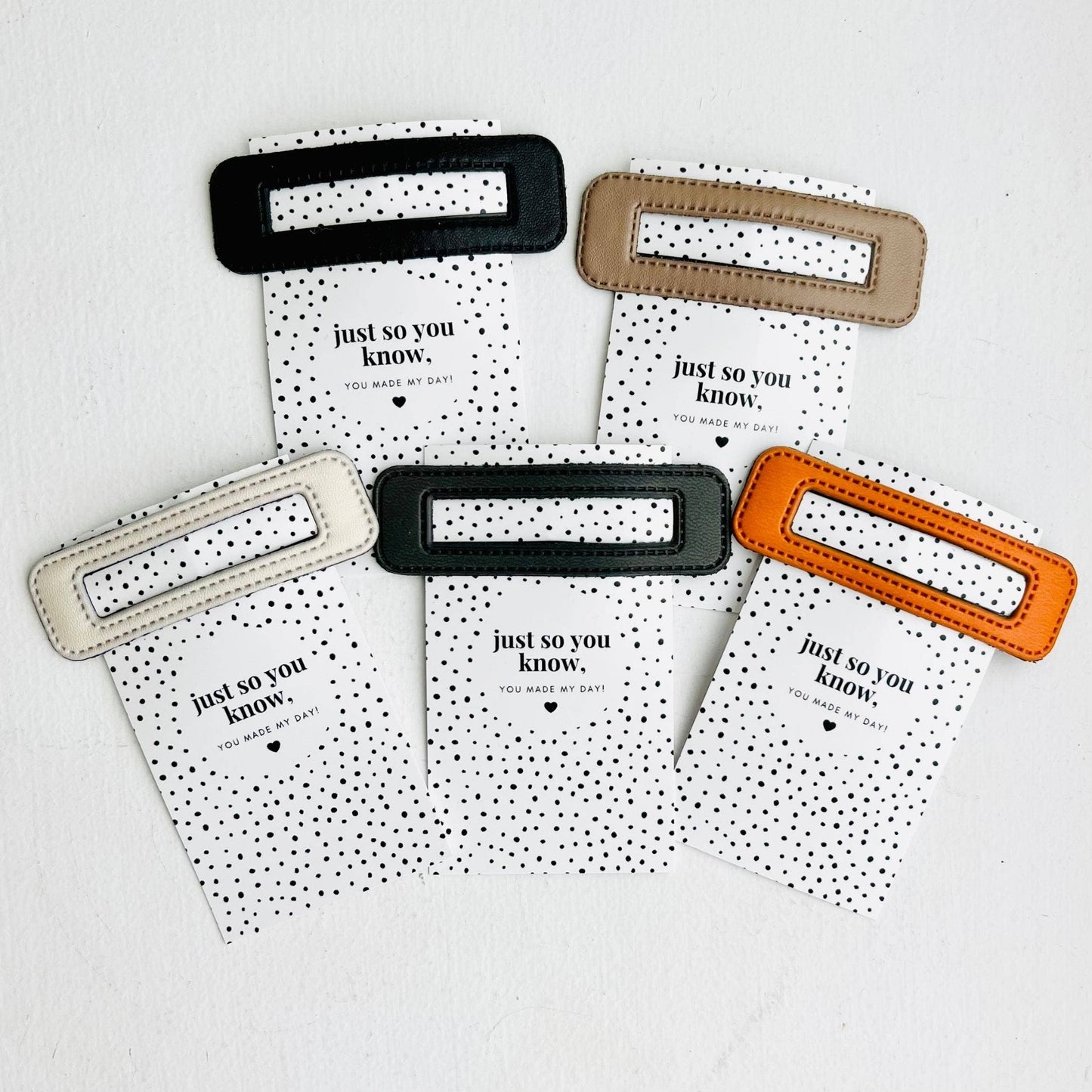 Tiny Gift Society - Leather Hair Clip - Made My Day Card