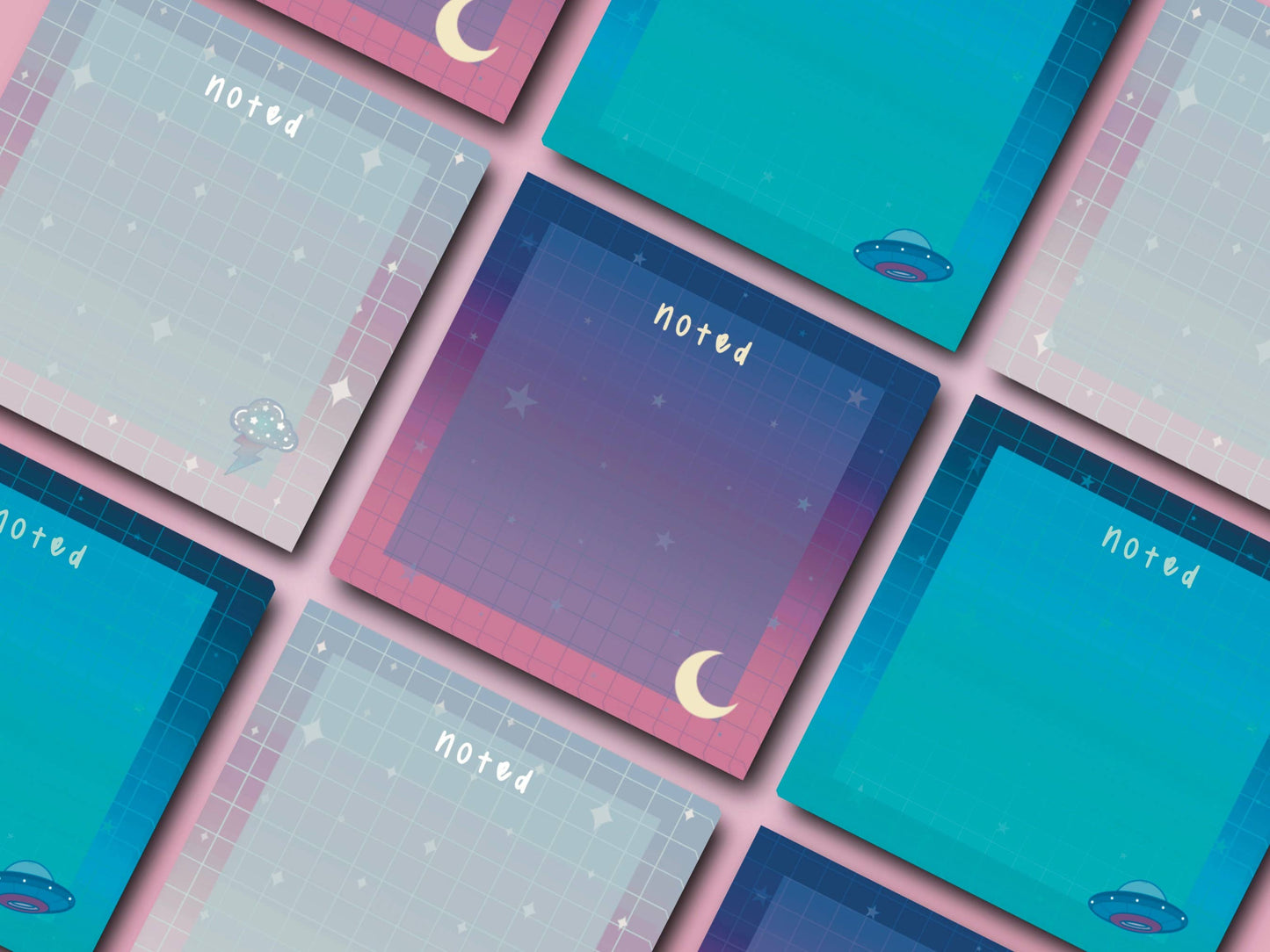 Celestial Sticky Notes Post It - Crescent Moon