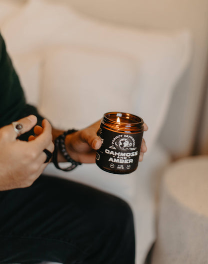 Project Happiness Candle Co. - Oakmoss and Amber - 8 oz Soy Candle