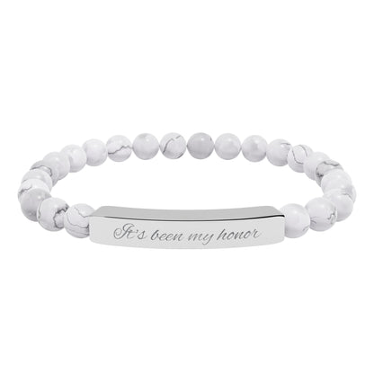 Engraved Natural Stone Stretch Bracelet - Customizeable Bracelet for Book Lovers