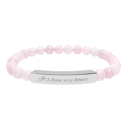 Engraved Natural Stone Stretch Bracelet - Customizeable Bracelet for Book Lovers