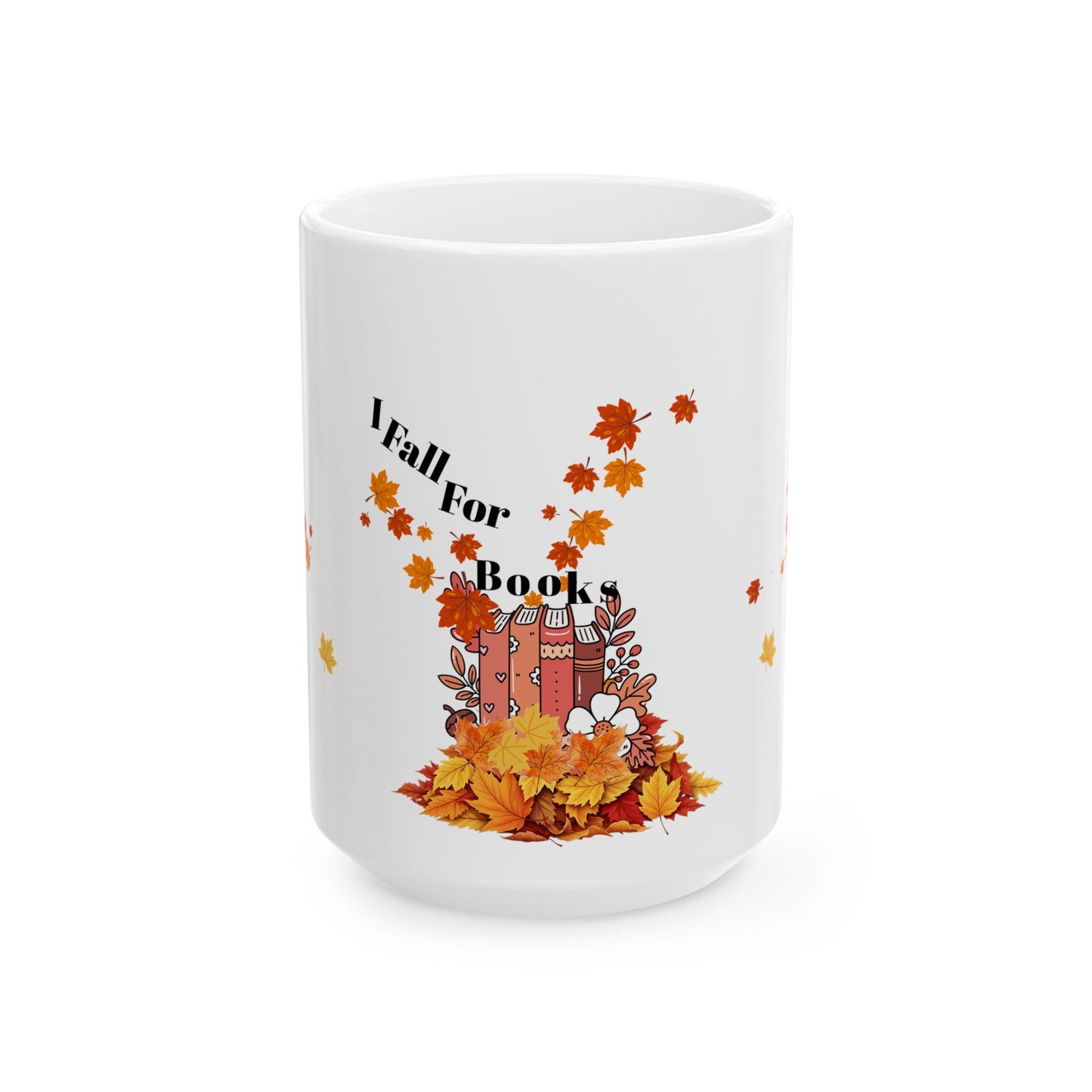 Fall-Inspired Ceramic Mug - "I Fall For Books" - Perfect Gift for Book Lovers