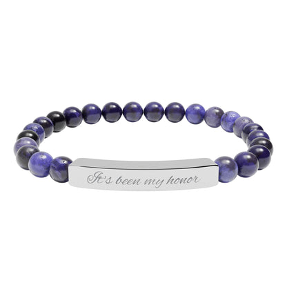 Engraved Natural Stone Stretch Bracelet - Customizeable Bracelet for Book Lovers