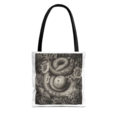 Tote Bag with Serpent and Apple Design