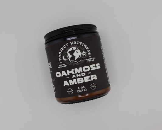 Project Happiness Candle Co. - Oakmoss and Amber - 8 oz Soy Candle