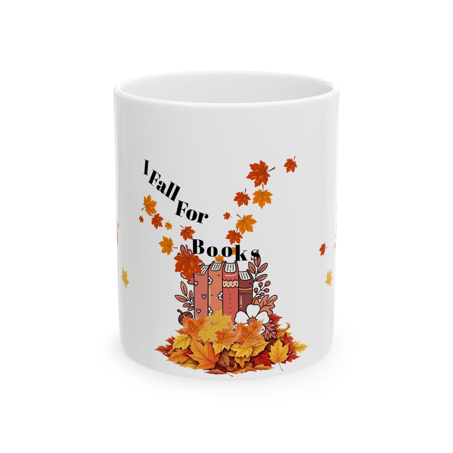 Fall-Inspired Ceramic Mug - "I Fall For Books" - Perfect Gift for Book Lovers