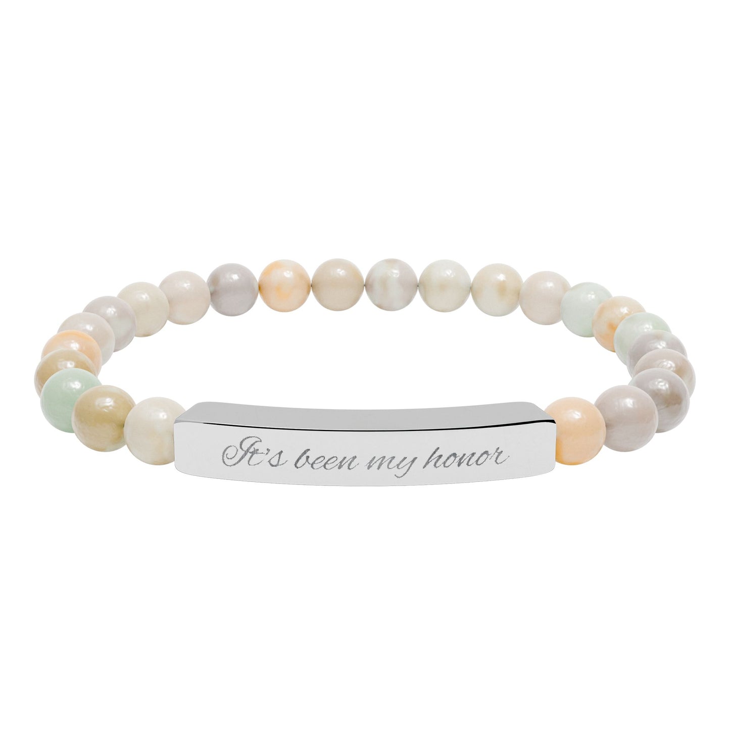 Engraved Natural Stone Stretch Bracelet - Customizeable Bracelet for Book Lovers
