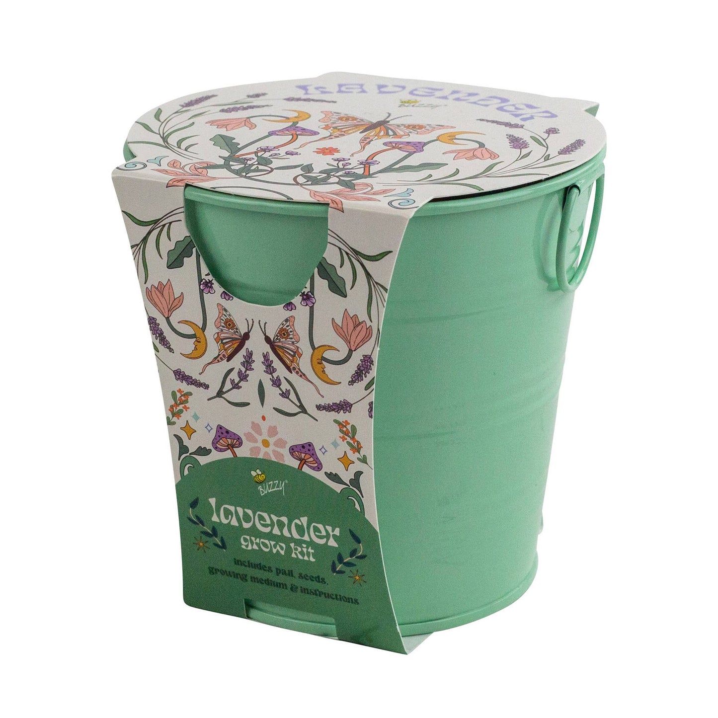 Buzzy Seeds Grow Gifts - Painted Flower Grow Pail – Lavender Indoor Garden Gift