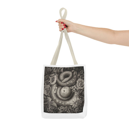 Tote Bag with Serpent and Apple Design
