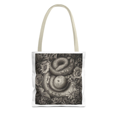 Tote Bag with Serpent and Apple Design
