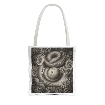 Tote Bag with Serpent and Apple Design