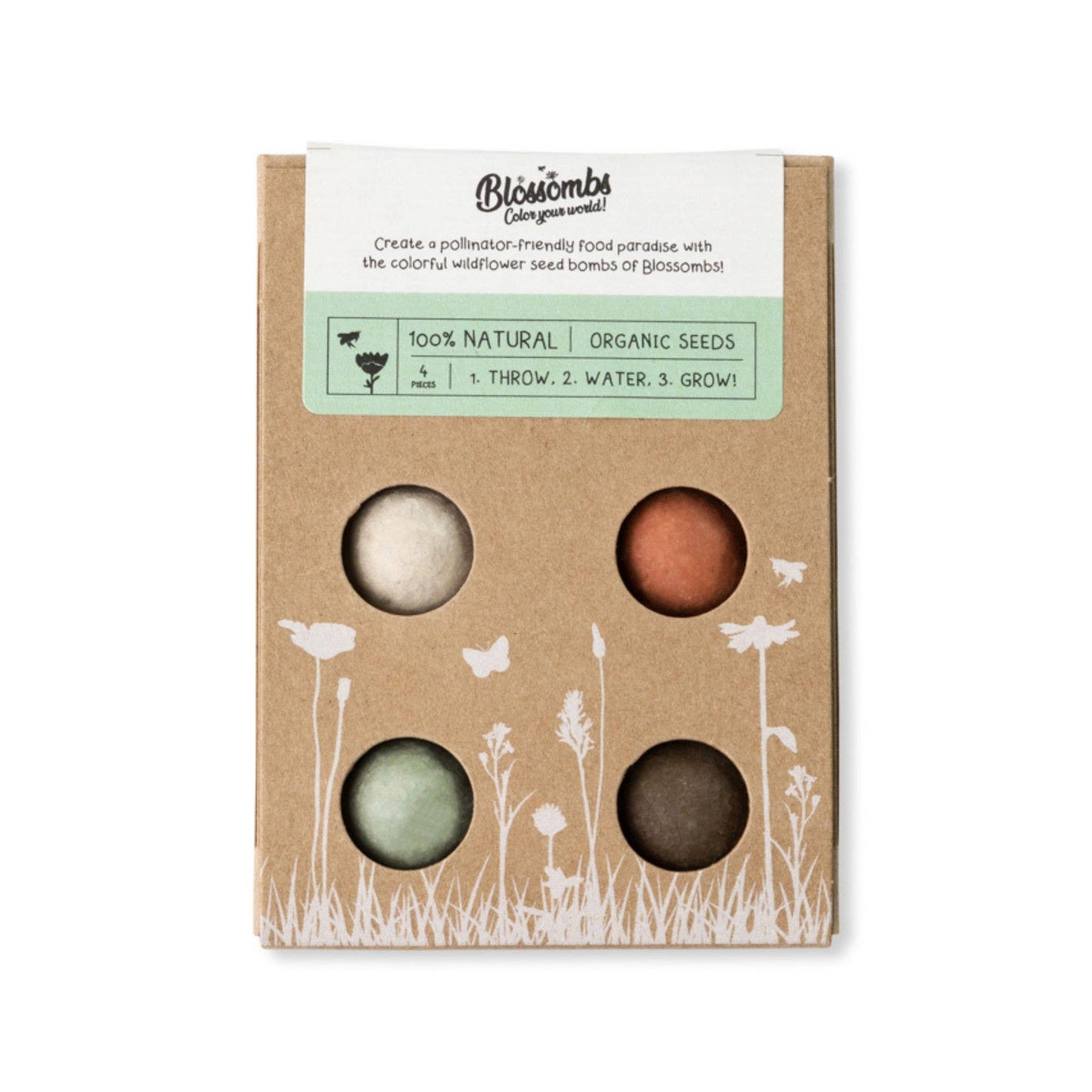 Buzzy Seeds Grow Gifts - Mini Wildflower Seed Box – 4 Seed Bomb Gift Set