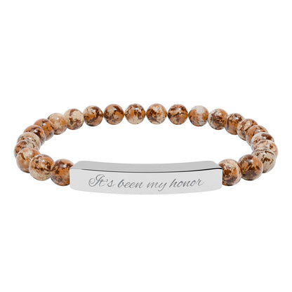 Engraved Natural Stone Stretch Bracelet - Customizeable Bracelet for Book Lovers