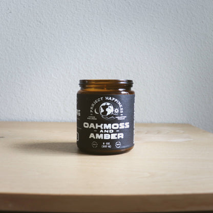 Project Happiness Candle Co. - Oakmoss and Amber - 8 oz Soy Candle