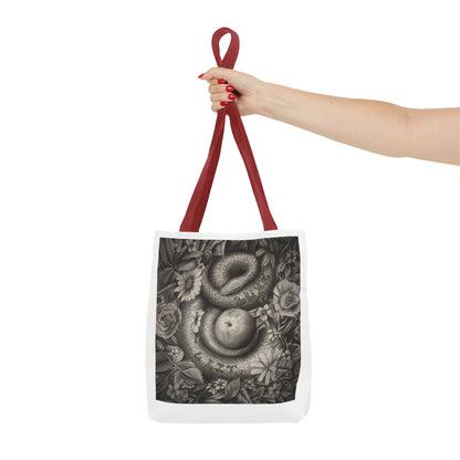 Tote Bag with Serpent and Apple Design