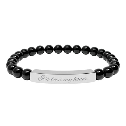Engraved Natural Stone Stretch Bracelet - Customizeable Bracelet for Book Lovers