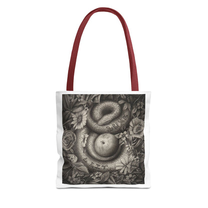 Tote Bag with Serpent and Apple Design