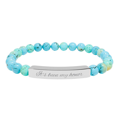 Engraved Natural Stone Stretch Bracelet - Customizeable Bracelet for Book Lovers