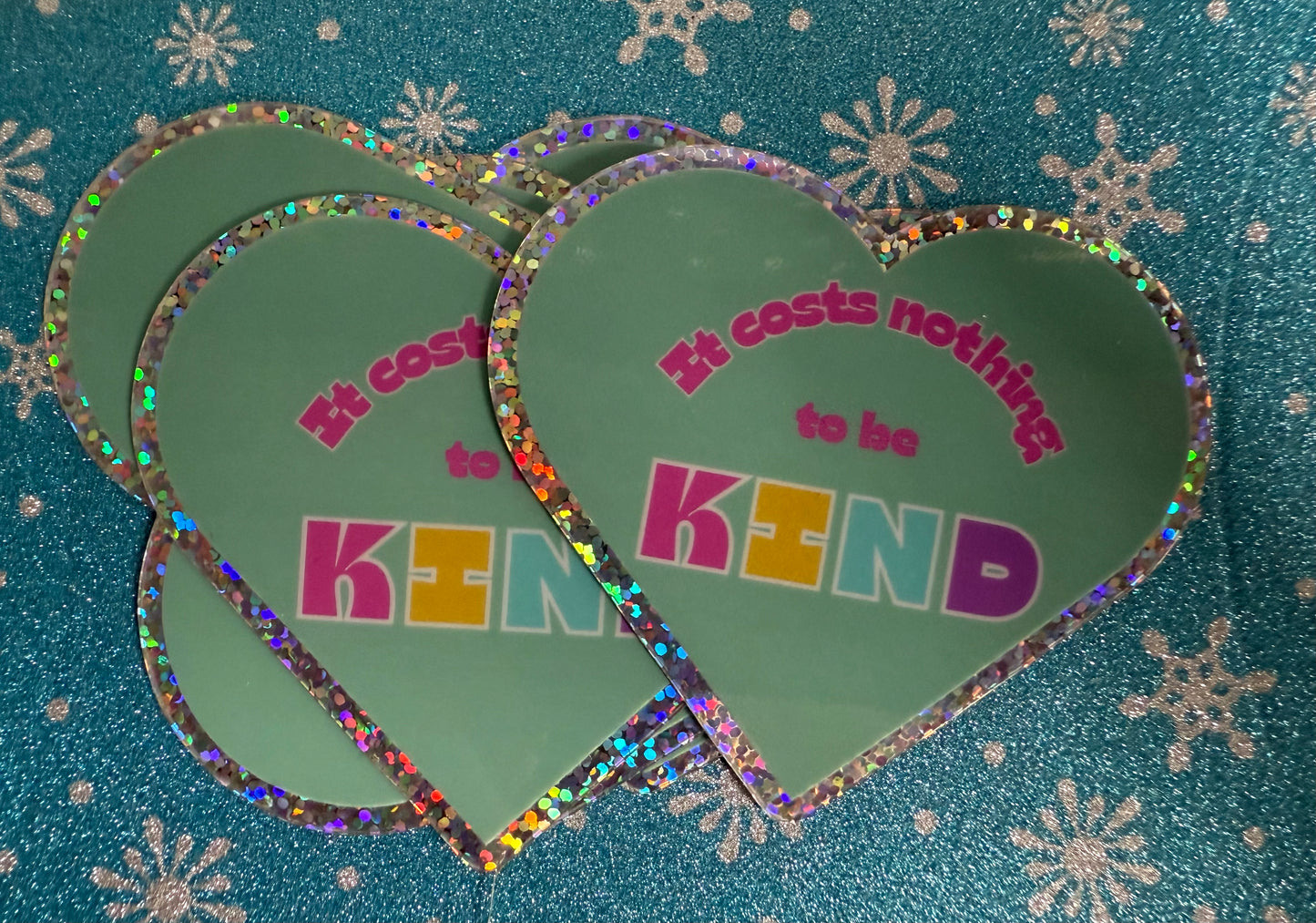 It Costs Nothing Heart Glitter Sticker