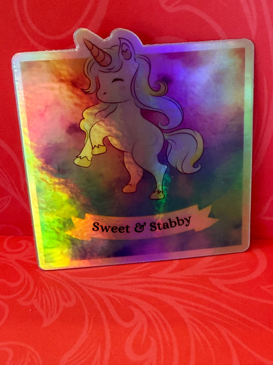 Stabby Unicorn Holographic Sticker